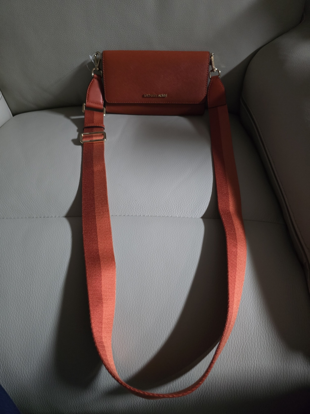 Michael NWT Kors Deep Orange Jet Set Crossbody Wallet with Adjustable Strap